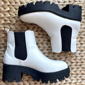Urban Outfitters platform white booties